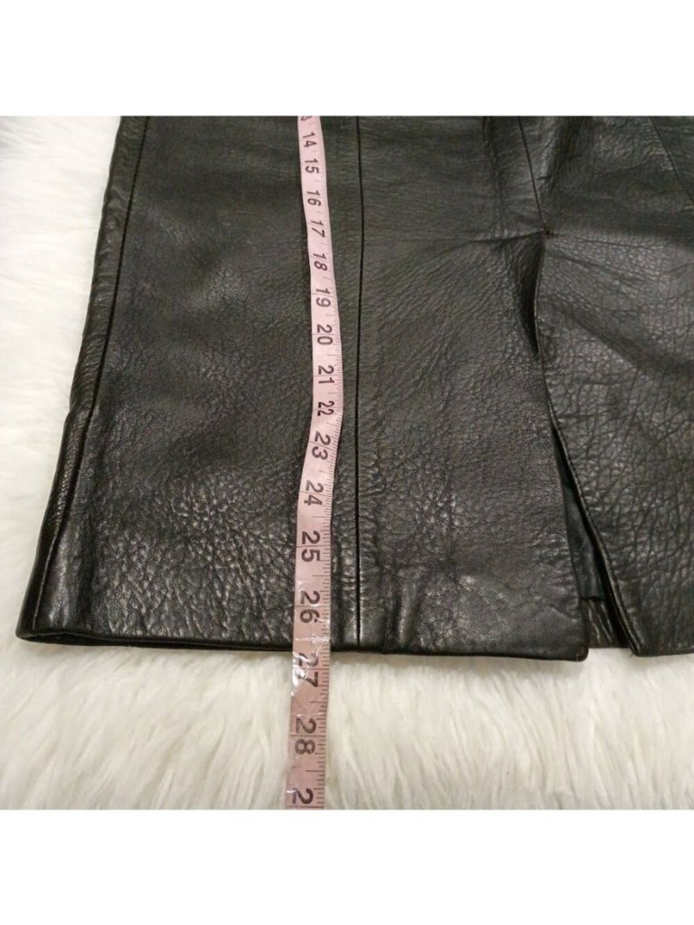 Pour Le Sport Size 6 Vintage Boho Black Pebbled Leather Midi Skirt - Picture 9 of 11